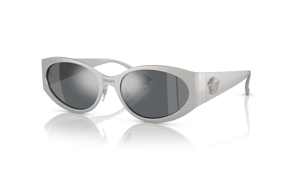 Lunettes de soleil Versace VE2263 12666G – Argent Mat – vue de trois quarts.
