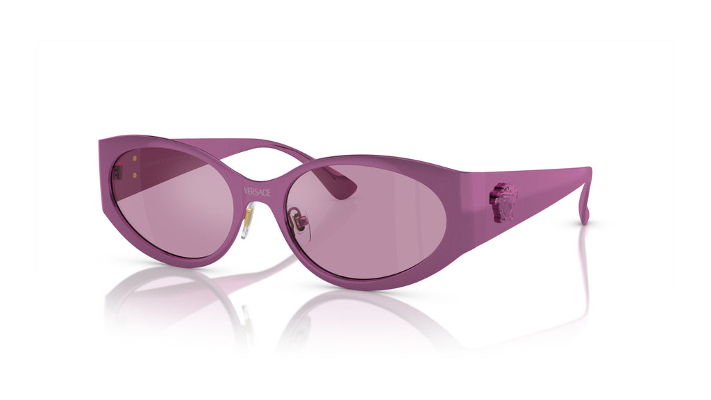 Lunettes de soleil Versace VE2263 1503AK – Fuchsia métallisé – vue de trois quarts.