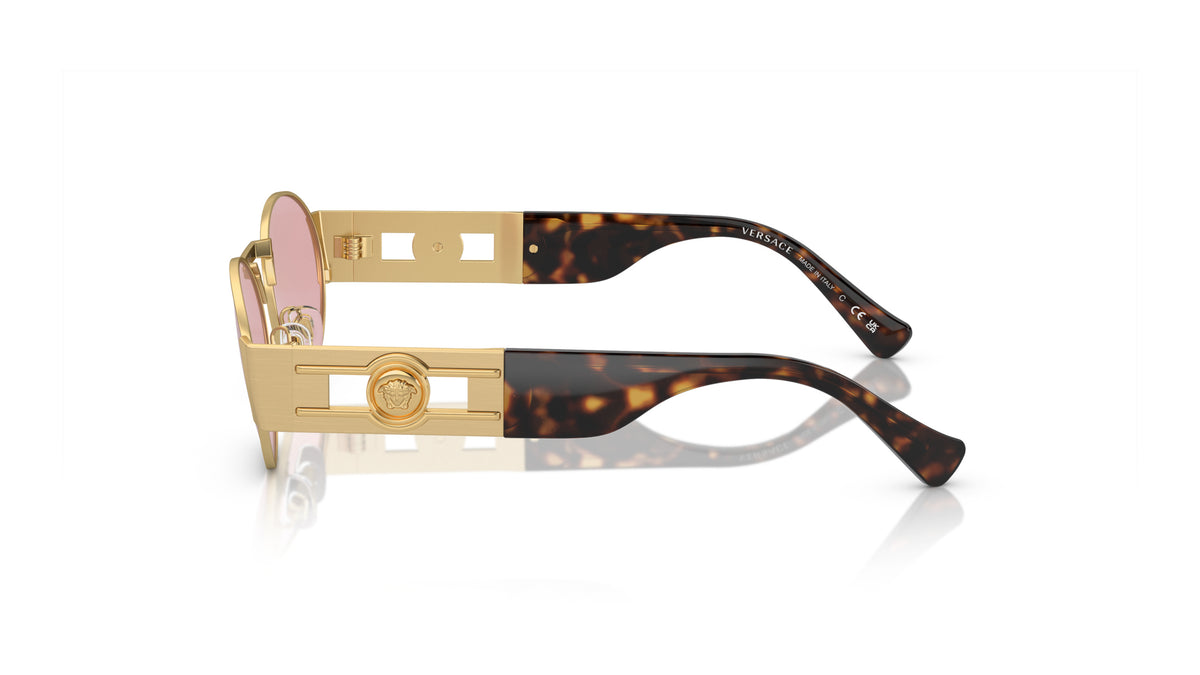 Lunettes de soleil Versace VE2264 100284 – Or mat – vue de profil.