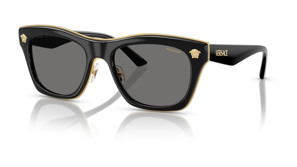 Lunettes de soleil Versace VE2272 GB1/81 – Noir – vue de trois quarts.