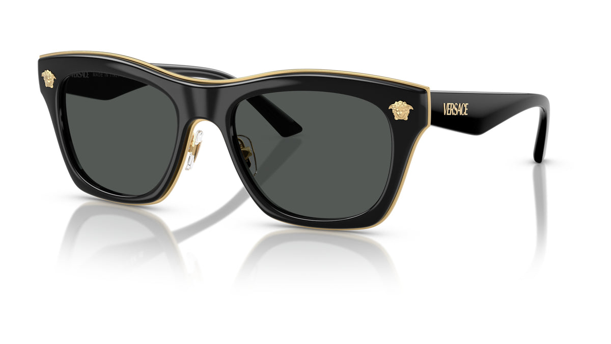 Lunettes de soleil Versace VE2272 GB1/87 – Noir – vue de trois quarts.