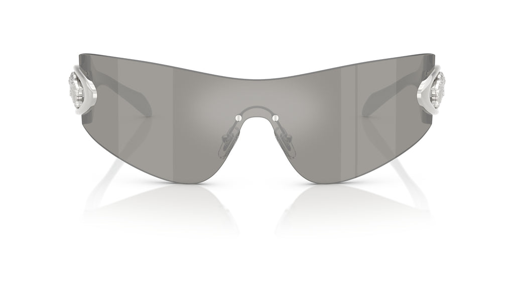 Lunettes de soleil Versace VE2280 10006G – Gris clair Effet miroir Agent – vue de face.