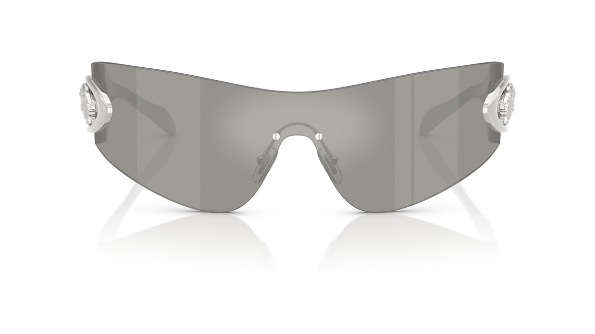 Lunettes de soleil Versace VE2280 10006G – Gris clair Effet miroir Agent – vue de face.