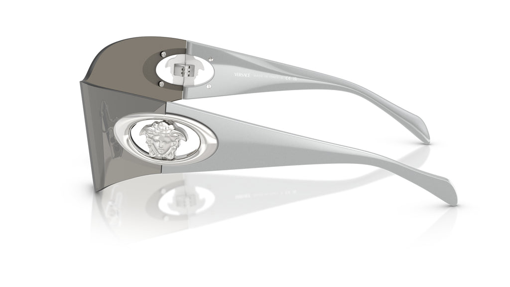 Lunettes de soleil Versace VE2280 10006G – Gris clair Effet miroir Agent – vue de profil.