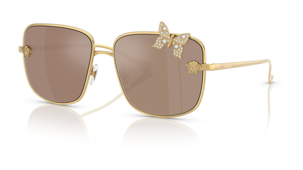 Lunettes de soleil Versace VE2282 K0030W – Plaqué Or – vue de trois quarts.