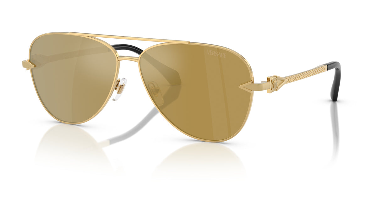 Lunettes de soleil Versace VE2283 10027I – Or – vue de trois quarts.