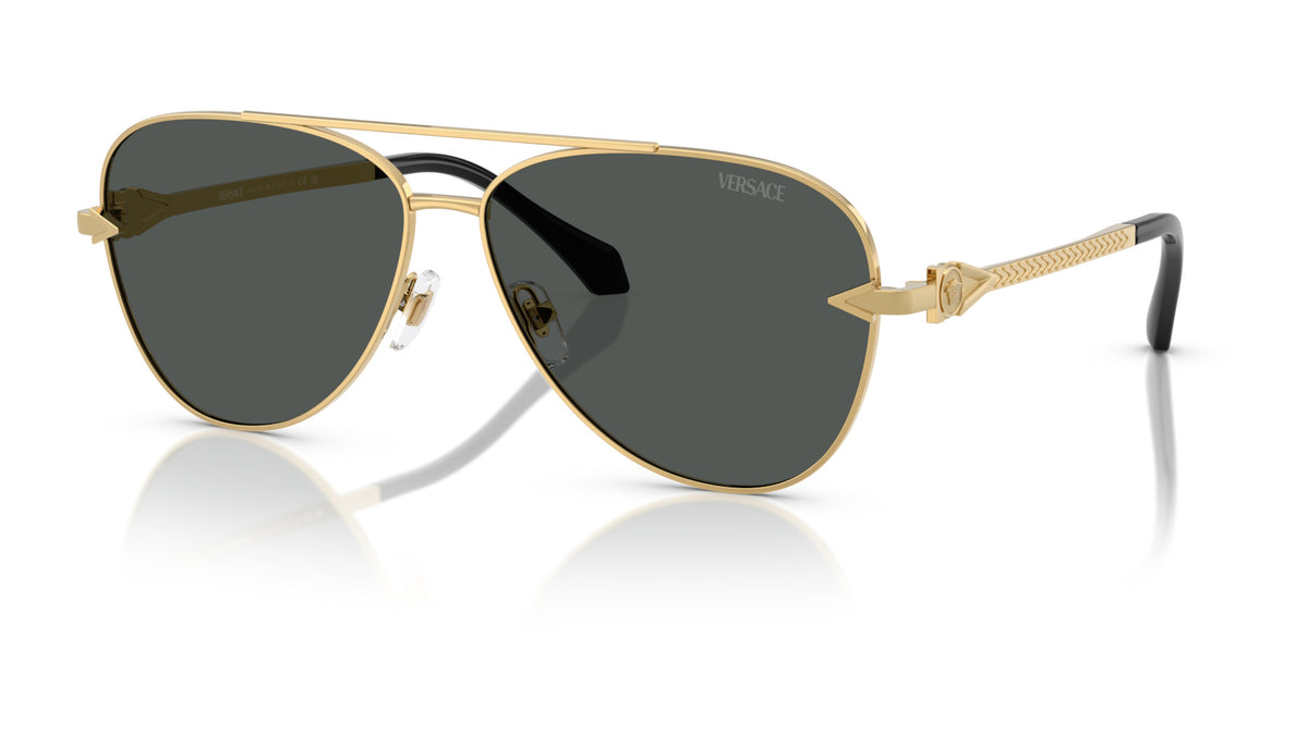 Lunettes de soleil Versace VE2283 100287 – Or – vue de trois quarts.