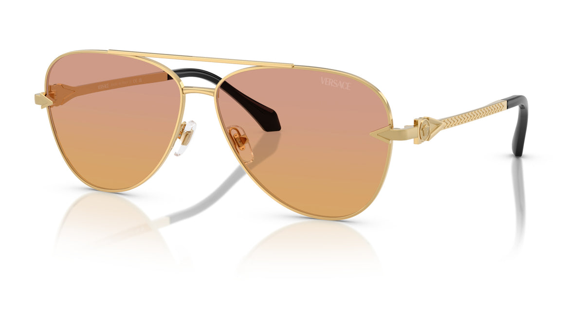 Lunettes de soleil Versace VE2283 1002EL – Or – vue de trois quarts.