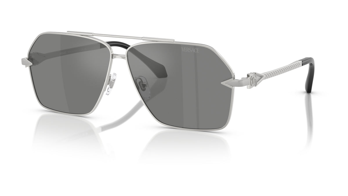 Lunettes de soleil Versace VE2284 10006G – Argent – vue de trois quarts.
