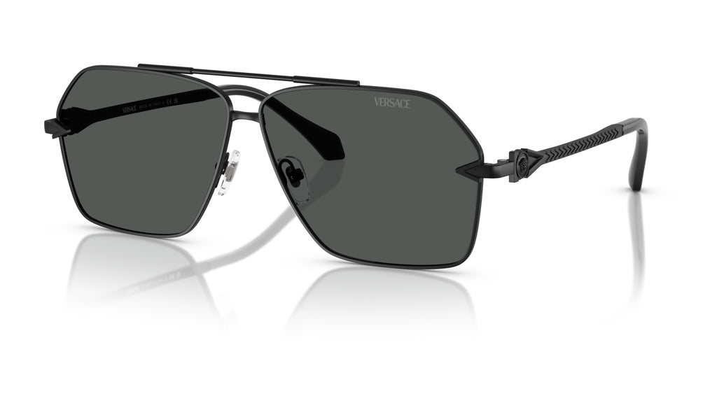 Lunettes de soleil Versace VE2284 143687 – Noir mat – vue de trois quarts.