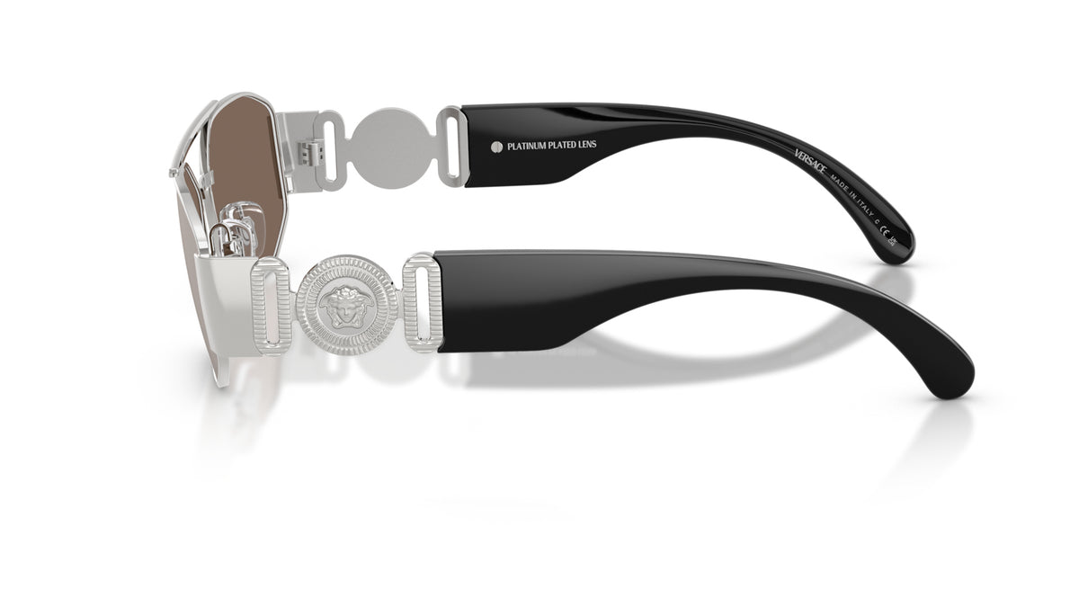 Lunettes de soleil Versace VE2287 1000AP – Argent – vue de profil.