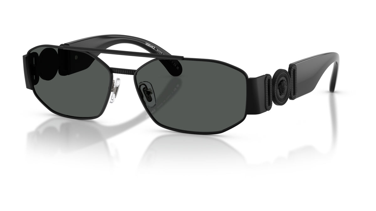 Lunettes de soleil Versace VE2287 126187 – Noir mat – vue de trois quarts.
