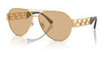 Lunettes de soleil Versace VE2289 1002D8 – Or – vue de trois quarts.