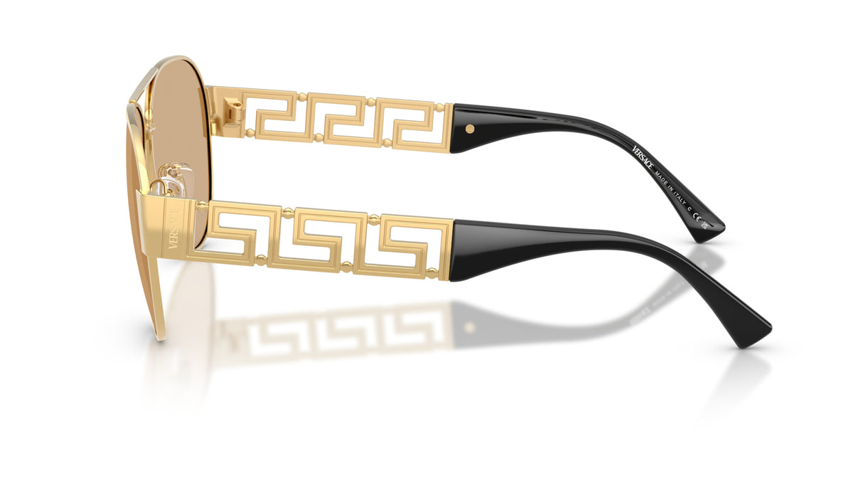 Lunettes de soleil Versace VE2289 1002D8 – Or – vue de profil.