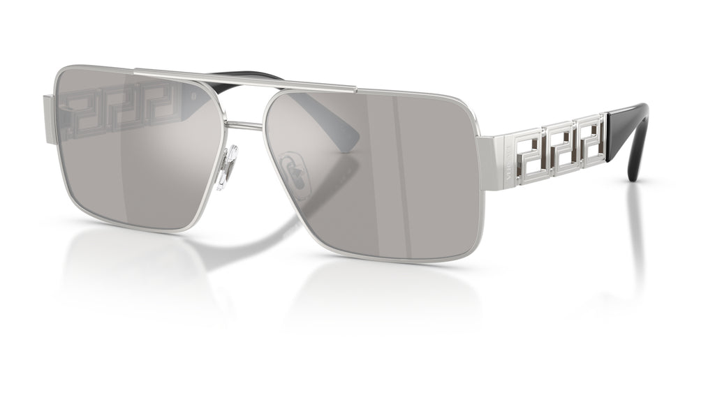 Lunettes de soleil Versace VE2290 10016G – Argent – vue de trois quarts.