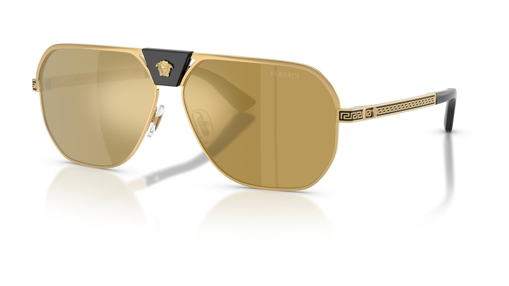 Lunettes de soleil Versace VE2294 10025A – Or – vue de trois quarts.