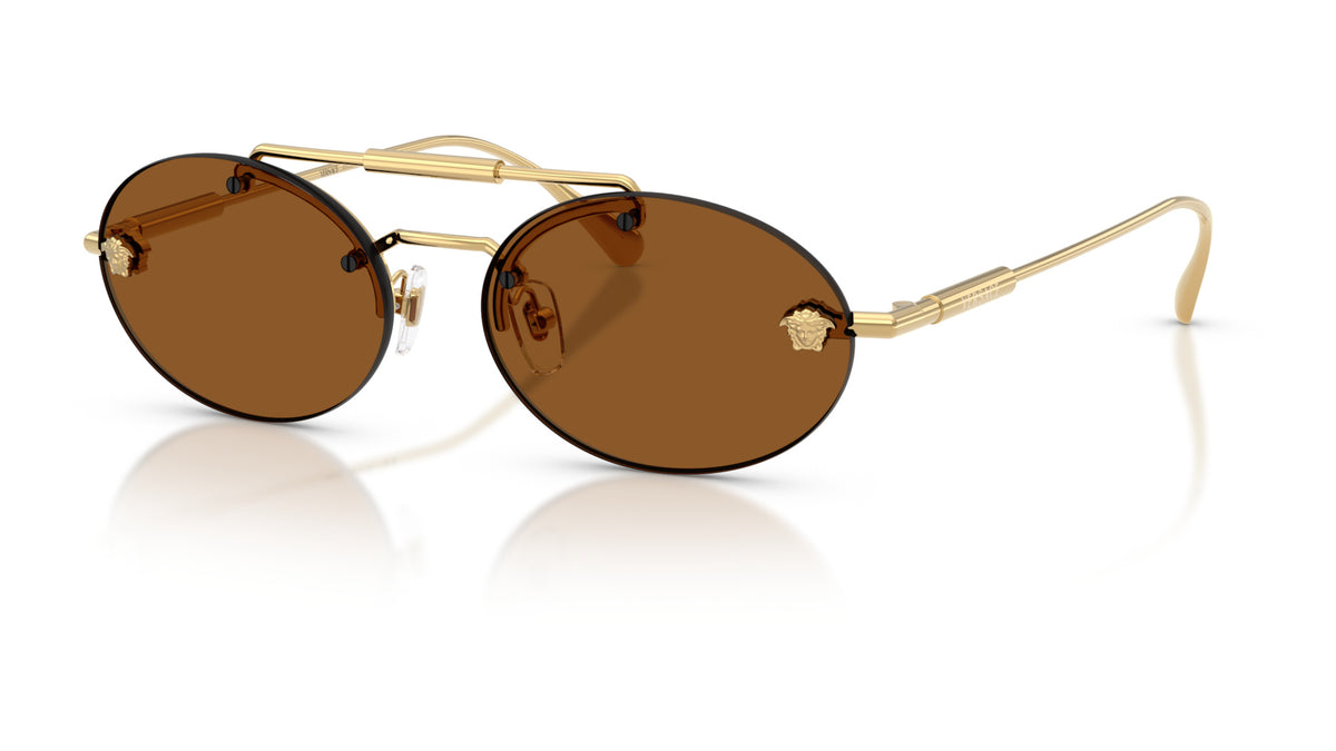 Lunettes de soleil Versace VE2295 100273 – Or – vue de trois quarts.