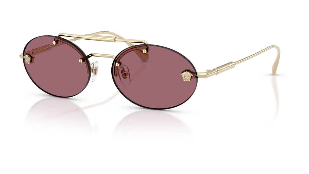 Lunettes de soleil Versace VE2295 12521A – Or Pâle – vue de trois quarts.