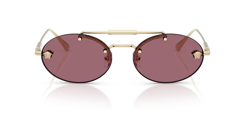 Lunettes de soleil Versace VE2295 12521A – Or Pâle – vue de face.