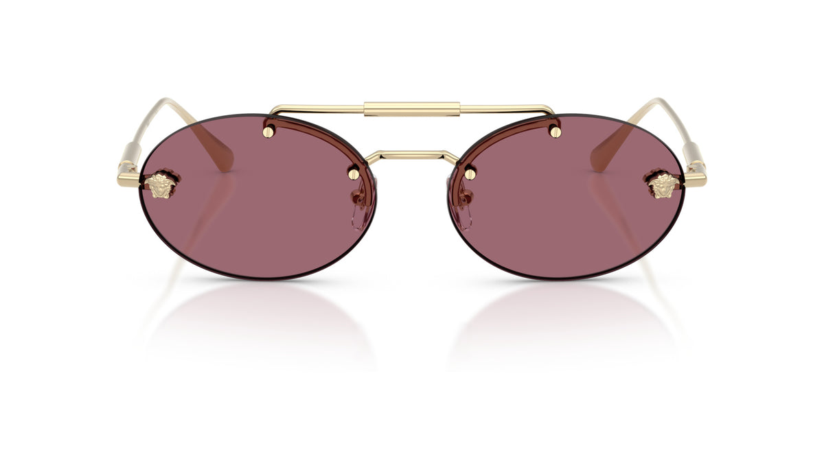 Lunettes de soleil Versace VE2295 12521A – Or Pâle – vue de face.