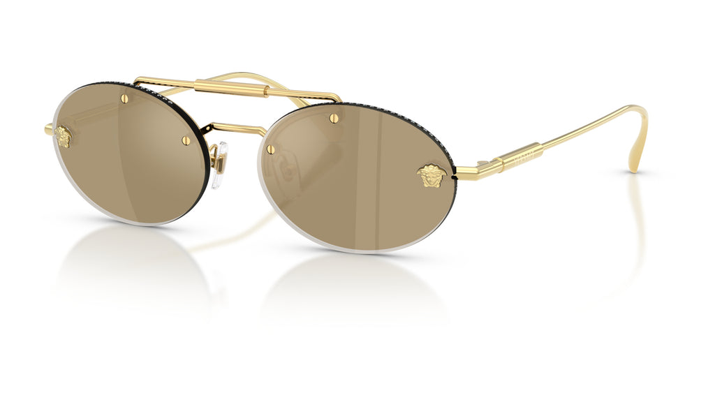 Lunettes de soleil Versace VE2295 K00303 – Plaqué Or – vue de trois quarts.