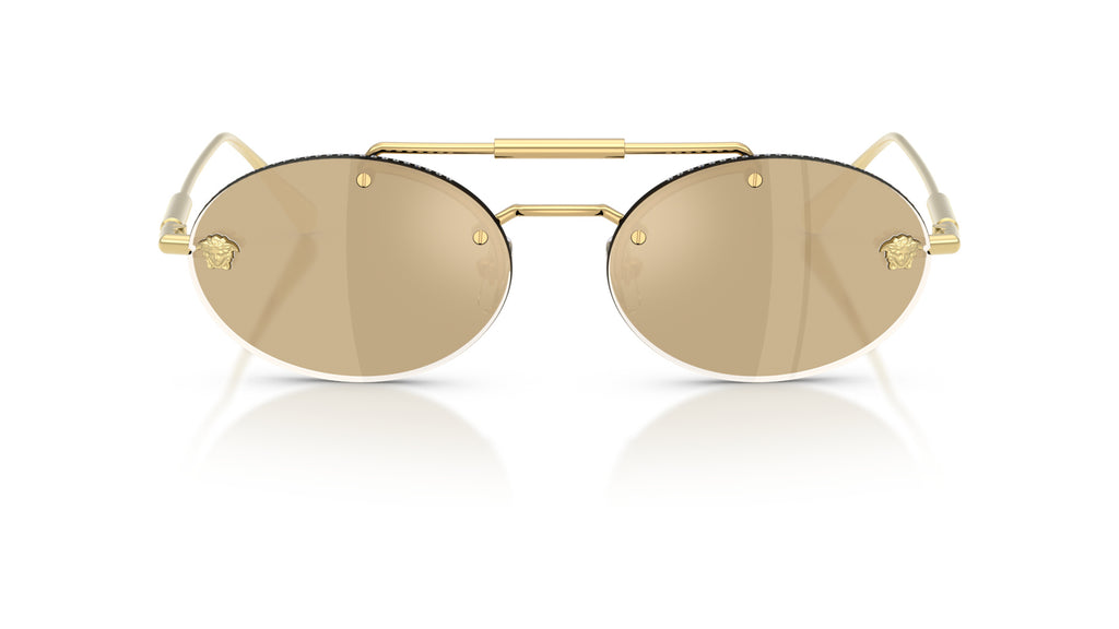 Lunettes de soleil Versace VE2295 K00303 – Plaqué Or – vue de face.