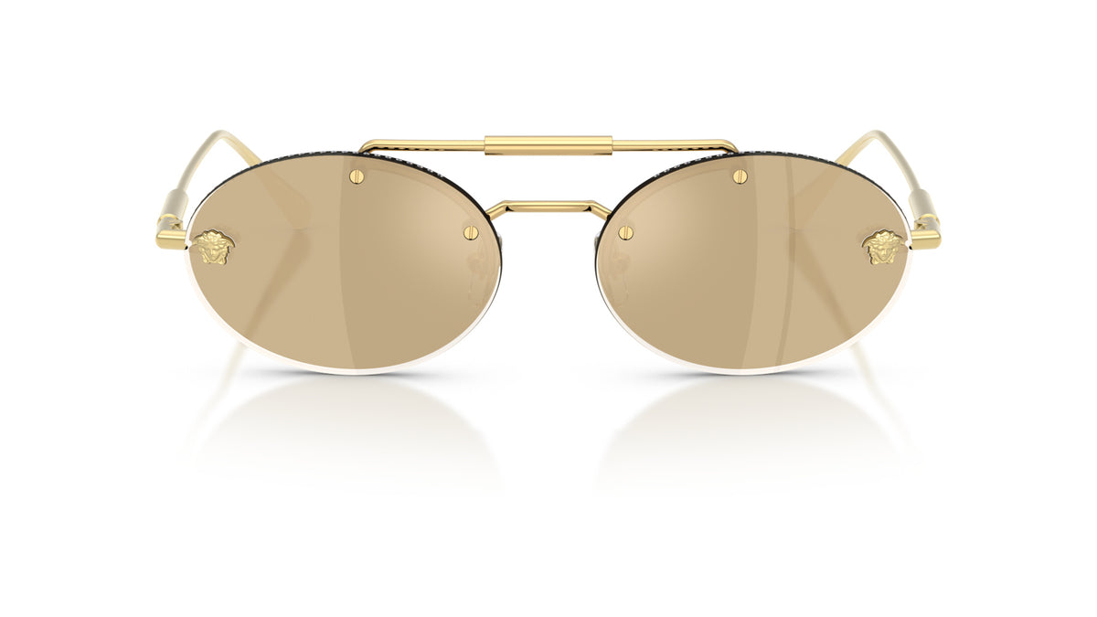 Lunettes de soleil Versace VE2295 K00303 – Plaqué Or – vue de face.