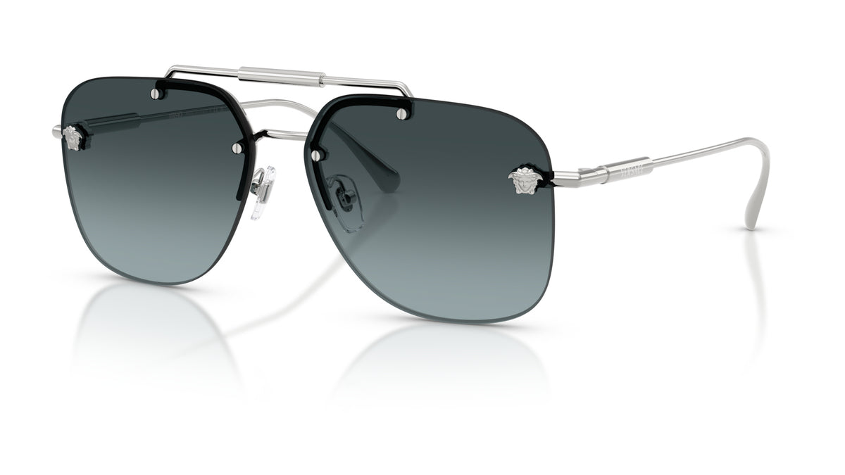 Lunettes de soleil Versace VE2296 1000V1 – Argent – vue de trois quarts.