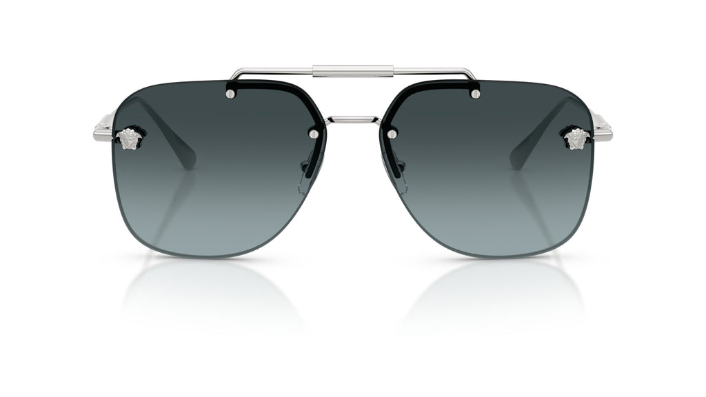 Lunettes de soleil Versace VE2296 1000V1 – Argent – vue de face.