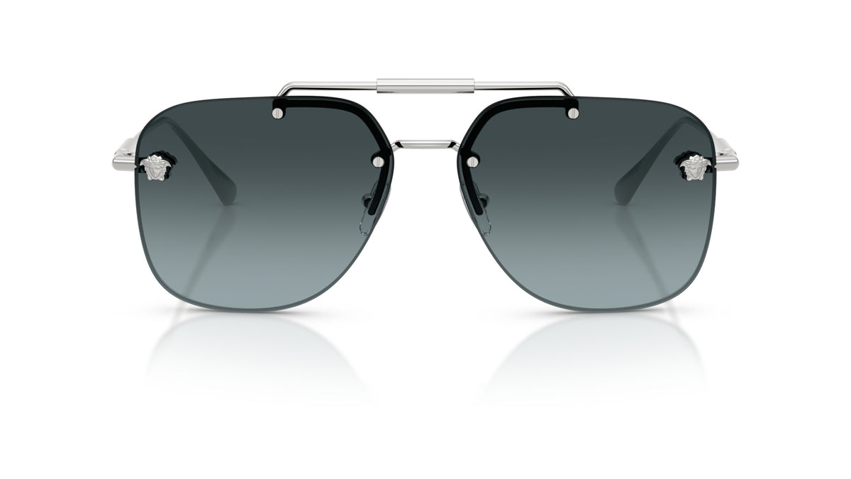 Lunettes de soleil Versace VE2296 1000V1 – Argent – vue de face.