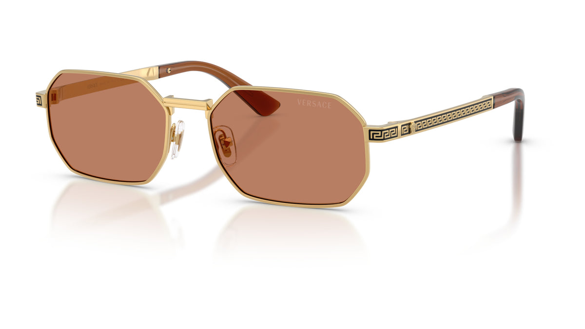 Lunettes de soleil Versace VE2297 100273 – Or – vue de trois quarts.