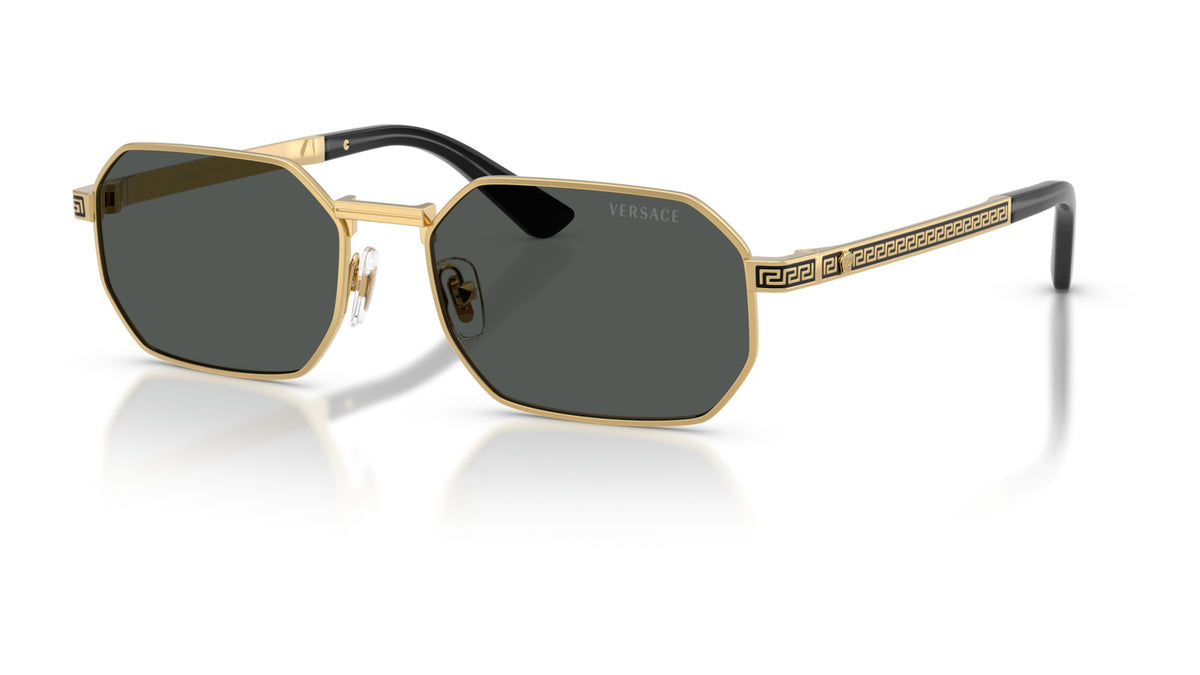 Lunettes de soleil Versace VE2297 100287 – Or – vue de trois quarts.