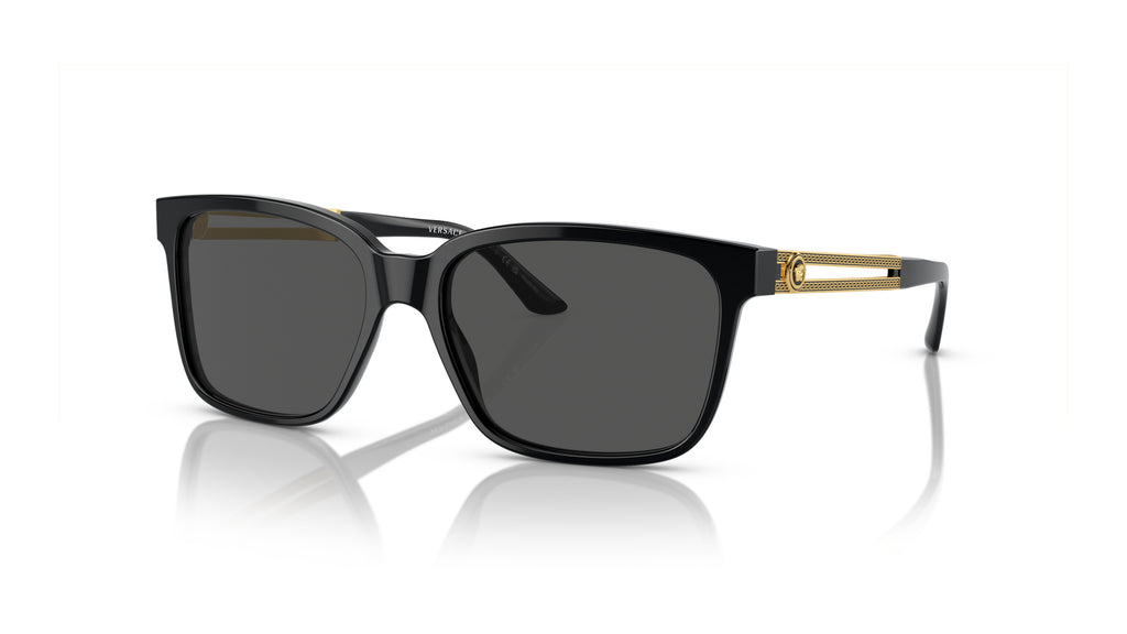 Lunettes de soleil Versace VE4307 GB1/87 – Noir – vue de trois quarts.