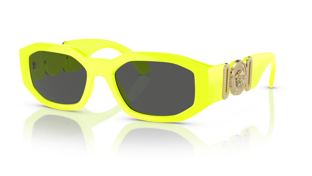 Lunettes de soleil Versace VE4361 532187 – Jaune fluo – vue de trois quarts.