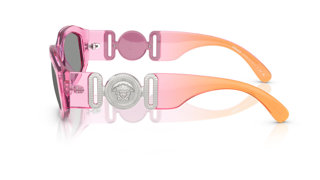 Lunettes de soleil Versace VE4361 5537/1 – Dégradé rose/violet/orange – vue de profil.