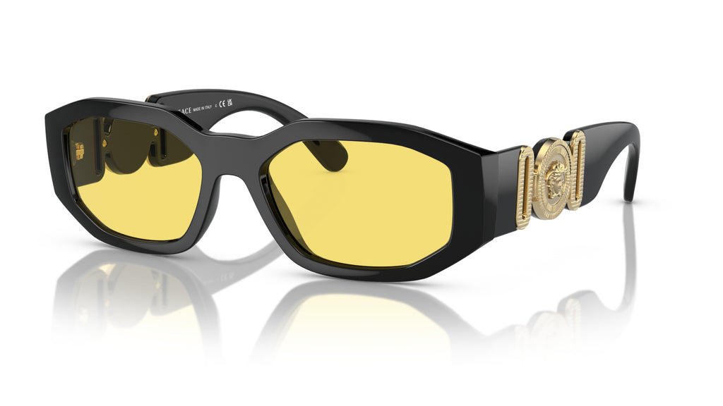 Lunettes de soleil Versace VE4361 GB1/85 – Noir – vue de trois quarts.