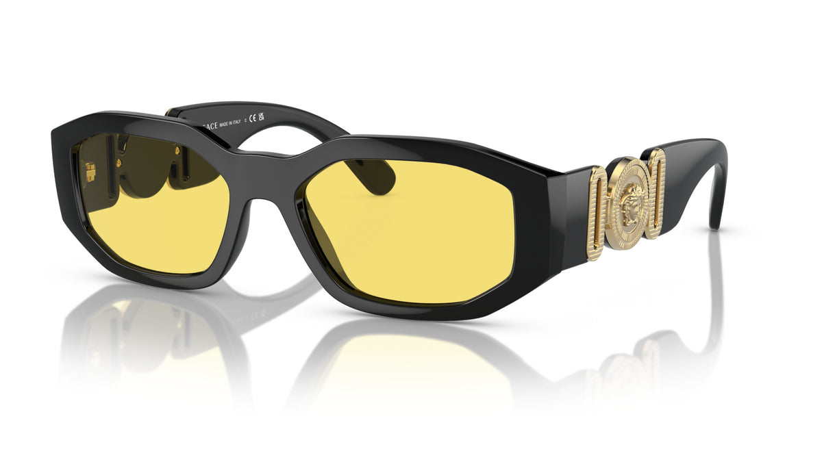 Lunettes de soleil Versace VE4361 GB1/85 – Noir – vue de trois quarts.