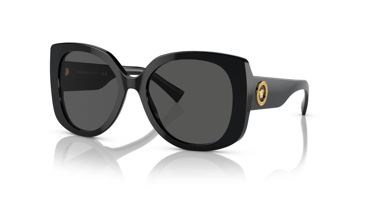 Lunettes de soleil Versace VE4387 GB1/87 – Noir – vue de trois quarts.