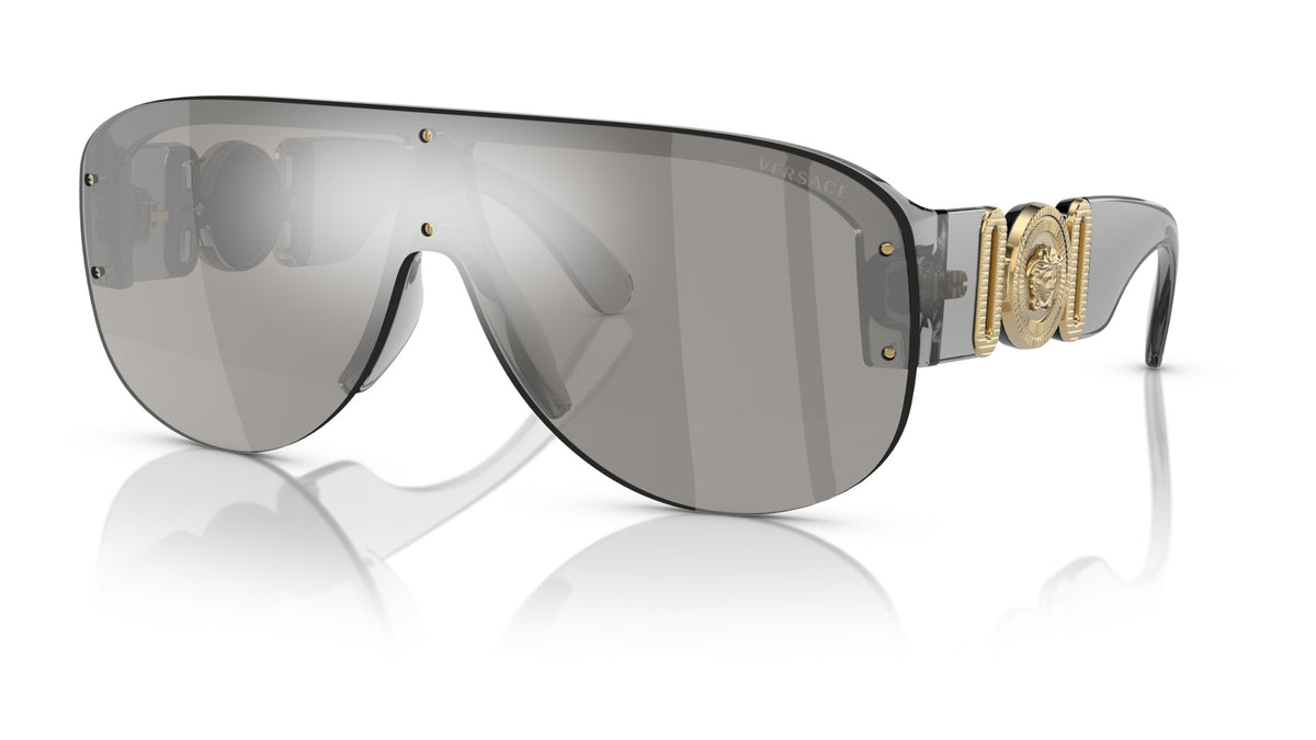 Lunettes de soleil Versace VE4391 311/6G – Transparent Gris – vue de trois quarts.