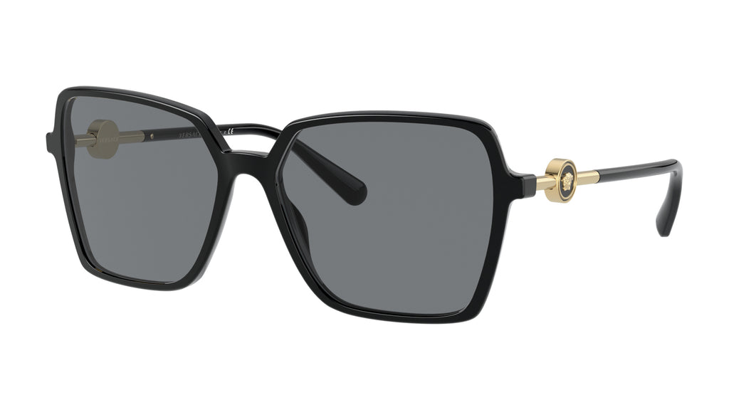 Lunettes de soleil Versace VE4396 GB1/87 – Noir – vue de trois quarts.
