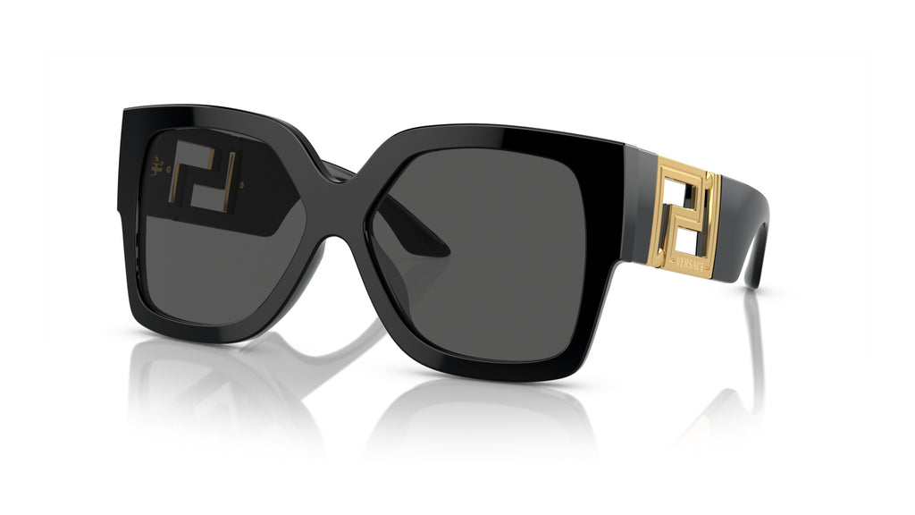Lunettes de soleil Versace VE4402 GB1/87 – Noir – vue de trois quarts.