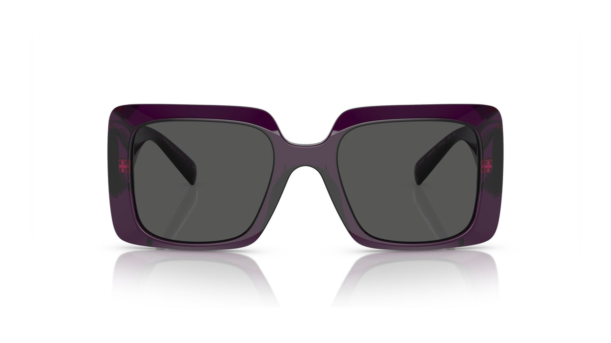 Lunettes de soleil Versace VE4405 538487 – Transparent Pourpre – vue de face.