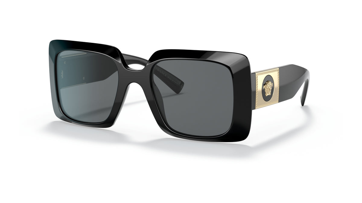 Lunettes de soleil Versace VE4405 GB1/87 – Noir – vue de trois quarts.