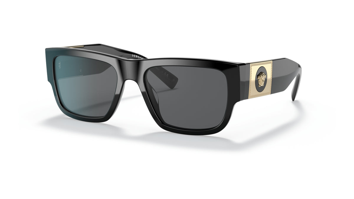 Lunettes de soleil Versace VE4406 GB1/87 – Noir – vue de trois quarts.