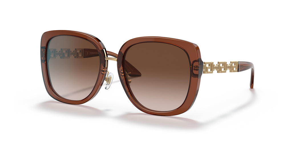 Lunettes de soleil Versace VE4407D 532413 – Transparent Marron – vue de trois quarts.