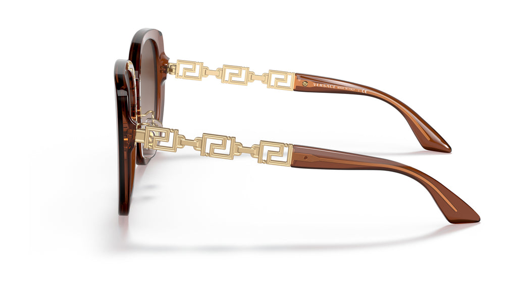 Lunettes de soleil Versace VE4407D 532413 – Transparent Marron – vue de profil.