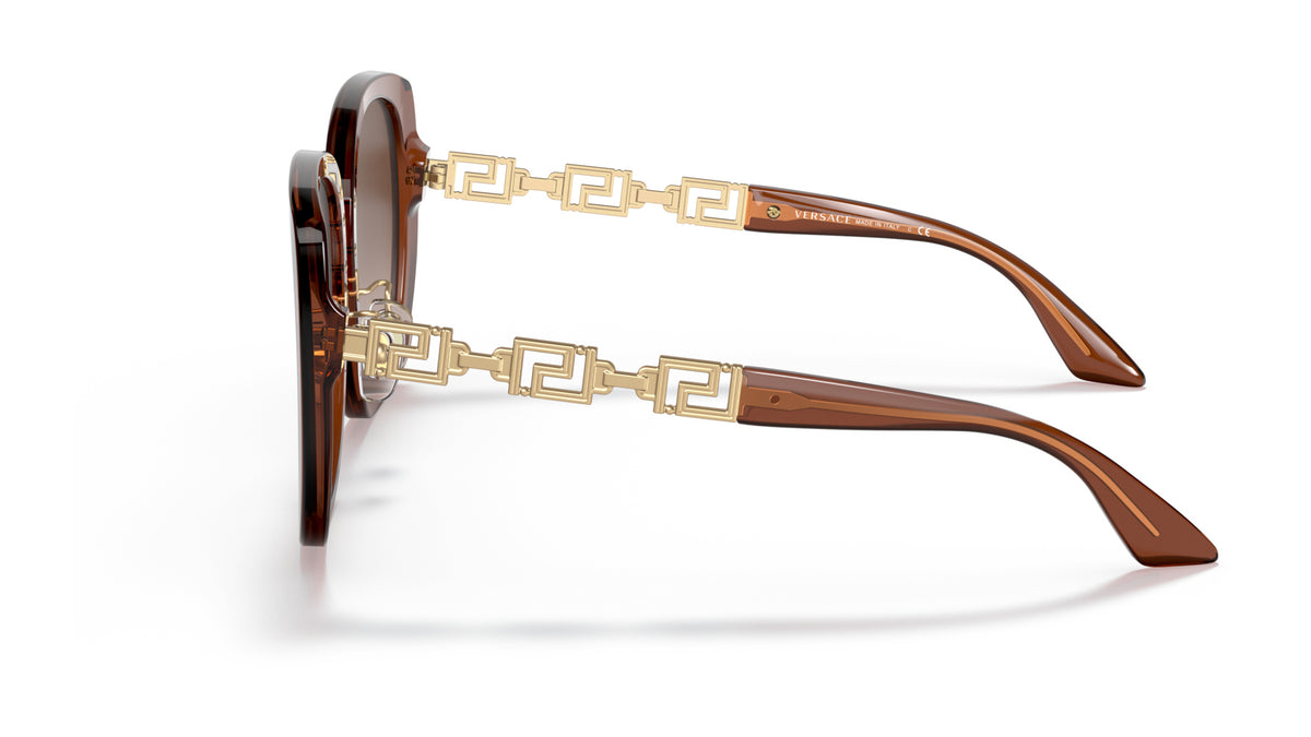 Lunettes de soleil Versace VE4407D 532413 – Transparent Marron – vue de profil.