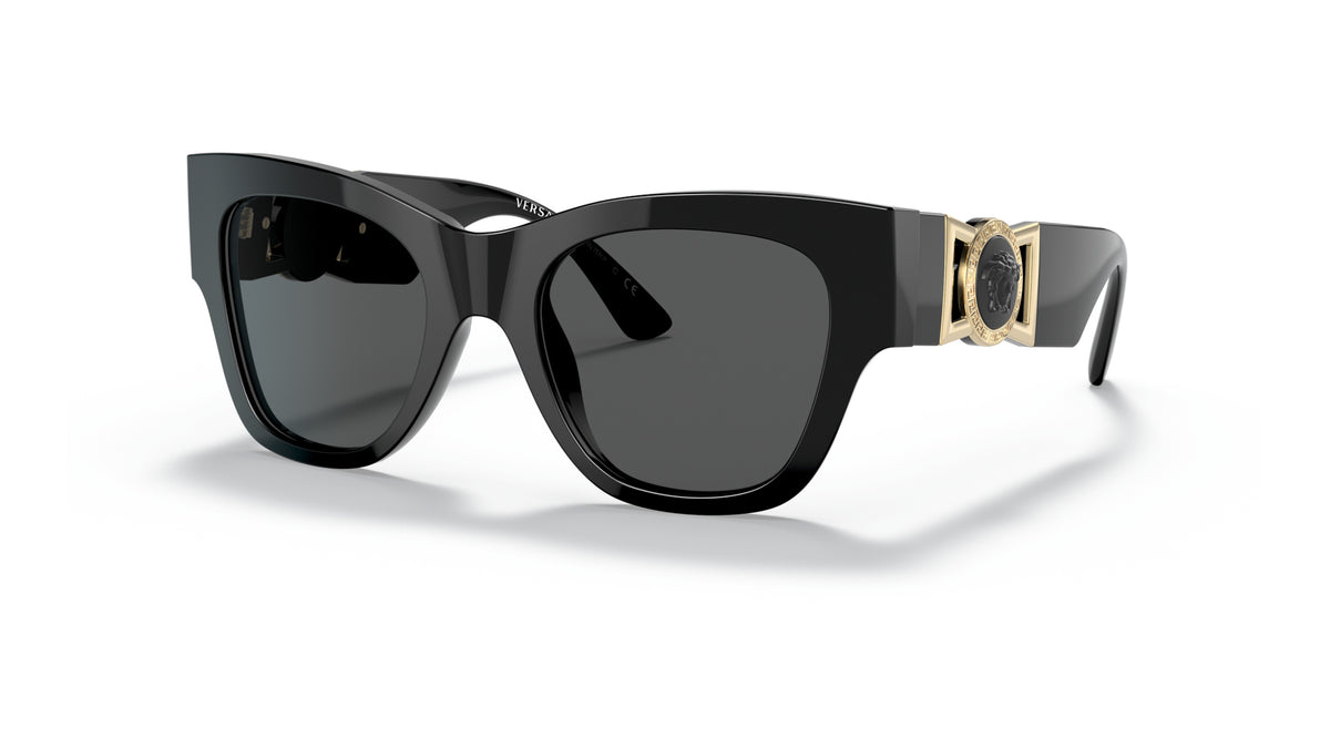 Lunettes de soleil Versace VE4415U GB1/87 – Noir – vue de trois quarts.