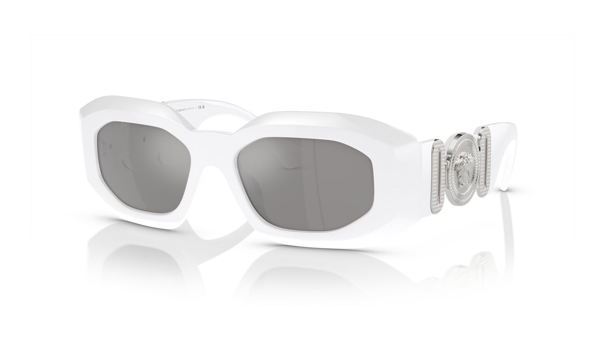 Lunettes de soleil Versace VE4425U 314/6G – Blanc – vue de trois quarts.