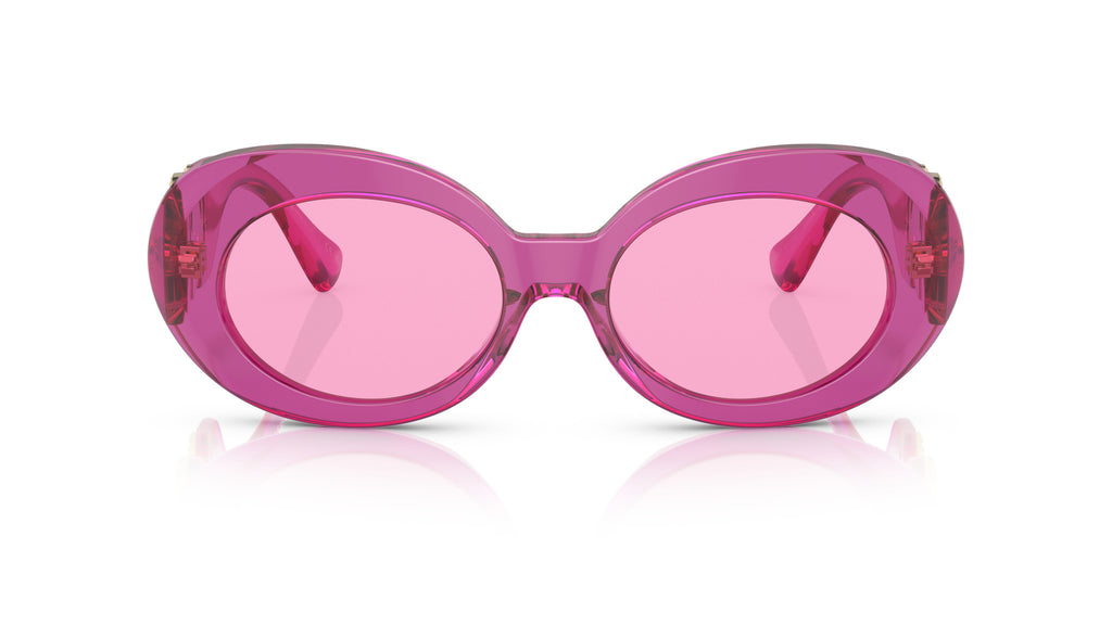 Lunettes de soleil Versace VE4426BU 5334/5 – Transparent Fuchsia – vue de face.